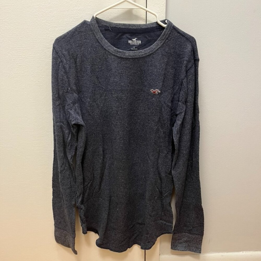 Hollister Navy Men's Long Sleeve Comfy Shirt - Size Large